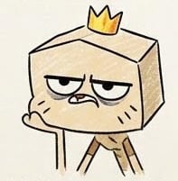 Sleepy crowned box cartoon character